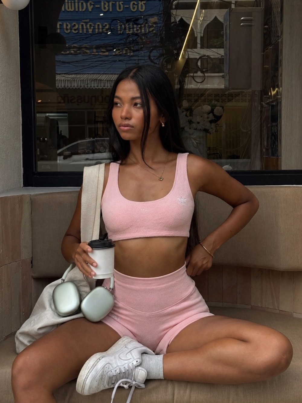Adidas Originals Pink Terry Cropped Tank Bralette Y2K Athleisure Size S